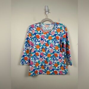 J.MCLAUGHLIN 3/4 Sleeve Catalina Cloth Signature Tee FRUIT Size Large